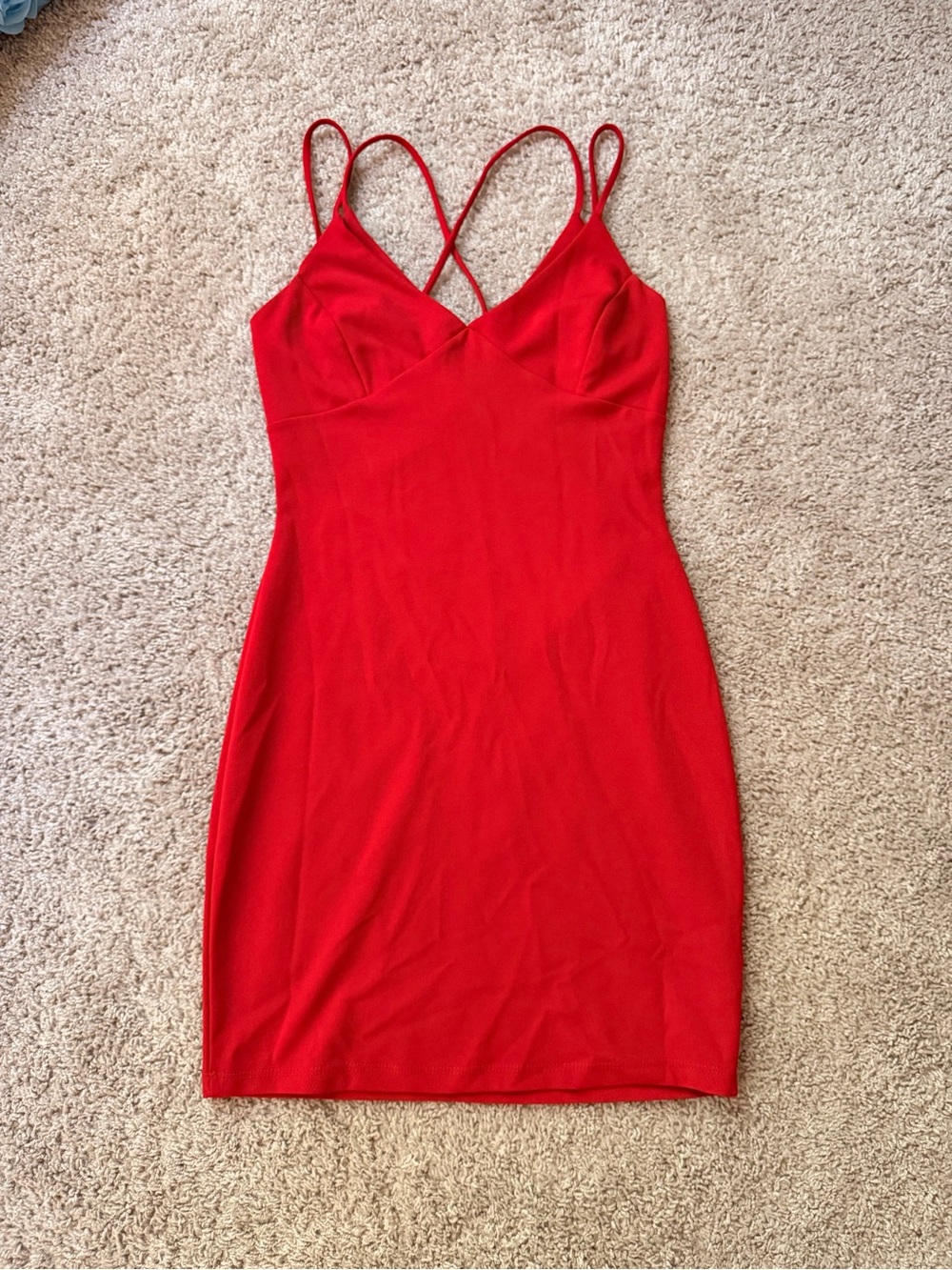 Red Spaghetti-Strap Bodycon Dress